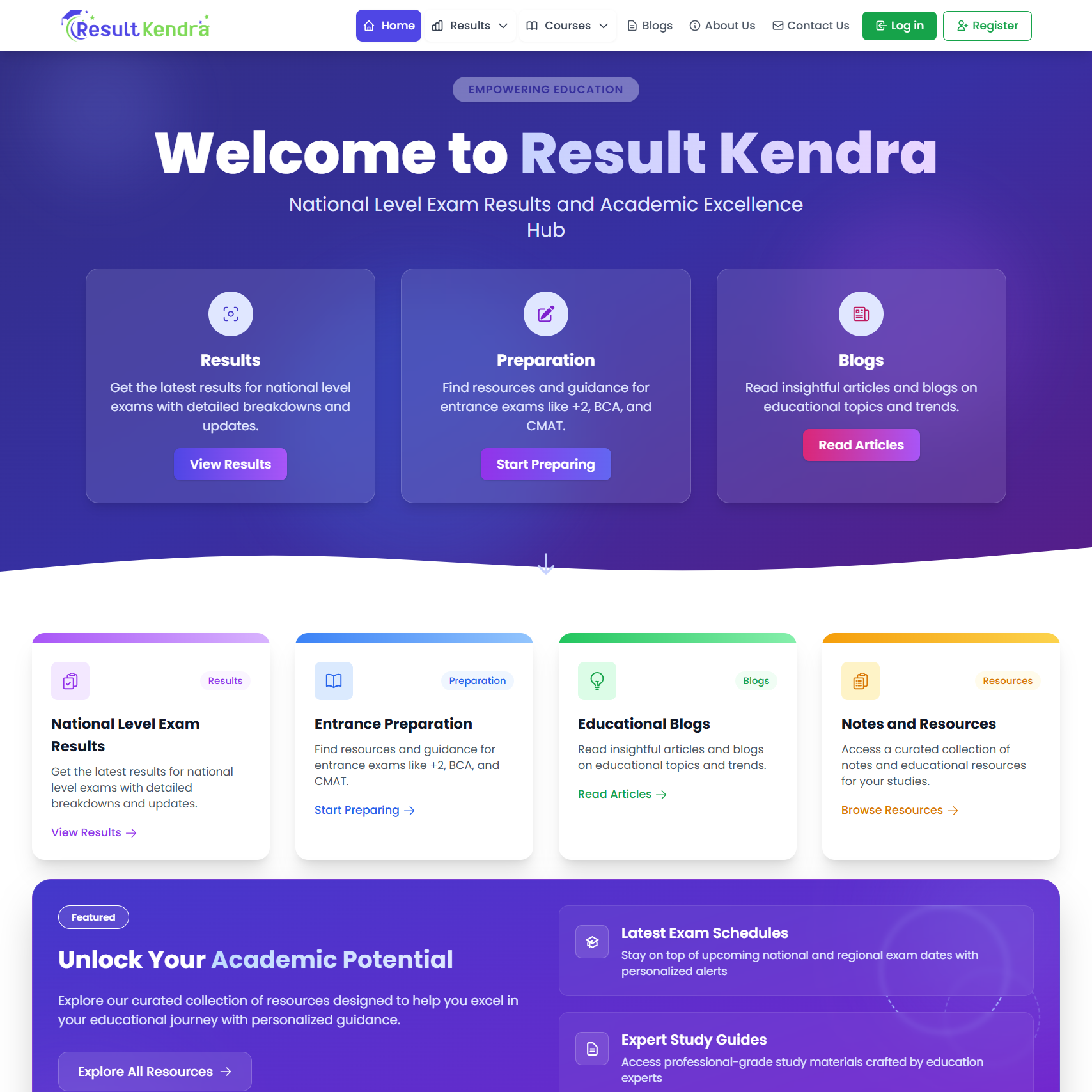 Result Kendra website preview